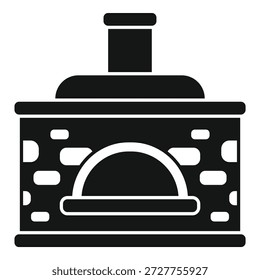 Einfaches schwarz-weißes Vektorsymbol eines traditionellen Backofens, perfekt für die Darstellung von Kochen oder Backen