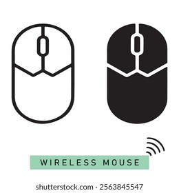  Simple black and white vector icons of wireless computer mice. silhouette computer mouse icon