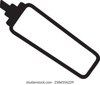 Simple black and white vector illustration featuring a marker pen highlighting key points, perfect for enhancing educational materials or office related content
