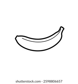 Simple black and white vector illustration of a banana, ideal for food-related branding, grocery store advertisements, fruit packaging designs, healthy eating concepts, and minimalist art projects