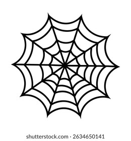 Simple black and white vector illustration of a spiderweb perfect for halloween decorations