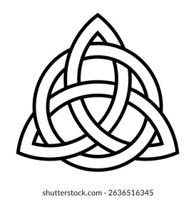 Simple black and white vector illustration of Triquetra Trinity Celtic knot icon. Clipart image isolated on background.