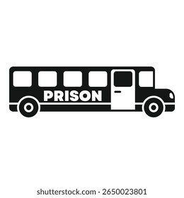Ilustração vetorial simples em preto e branco de um ônibus que transporta os presos para a prisão