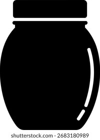 Simples ilustração de vetor preto e branco de um frasco de vidro com uma tampa para armazenamento