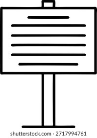 Simple Ilustración vectorial en blanco y negro de una señal en blanco. Perfecto para carteles direccionales, tableros de información o como elemento gráfico en varios diseños. Fácilmente personalizable. Este icono minimalista es limpio y versátil.