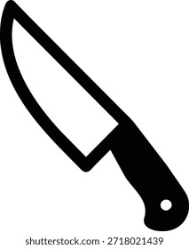 Simples ilustração vetorial preto e branco de uma faca de cozinha. Ideal para cozinhar blogs, sites de receitas, publicidade relacionada a alimentos, ou como um elemento gráfico para conteúdo de mídia social. Útil para ícones e projetos de design.