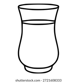 Una simple Ilustración vectorial en blanco y negro de un vaso lleno de líquido.