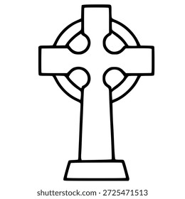 Ilustración vectorial simple en blanco y negro de una cruz celta, aislada sobre fondo blanco