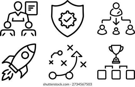 Una simple Ilustración vectorial en blanco y negro de un ícono de reclutamiento corporativo, perfecto para uso empresarial y corporativo.