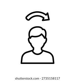 Simple Ilustración vectorial en blanco y negro de una persona profundamente en el pensamiento con un signo de interrogación flotante, ideal para la resolución de problemas, la toma de decisiones y los conceptos de pensamiento creativo.