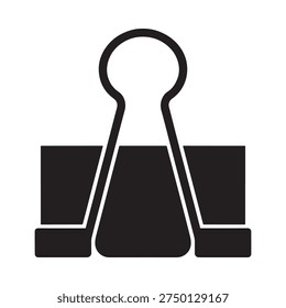 A simple black and white vector illustration of a binder clip