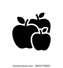 Simple black and white vector illustration of two apples isolated on transparent background