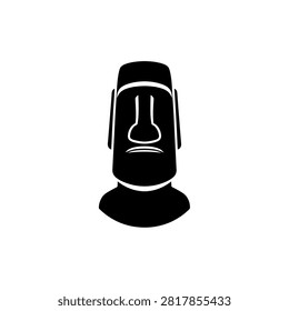Simple black and white vector illustration of a Moai statue head