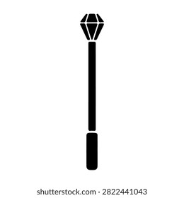 Simple black and white vector illustration of a classic street lamp with a decorative top and straight pole design.