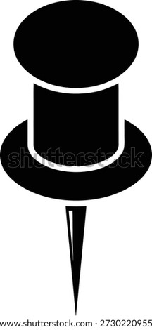 A simple black and white vector illustration of a thumbtack, perfect for office or design concepts.