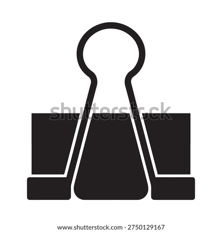 A simple black and white vector illustration of a binder clip