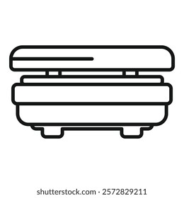 Simple black and white vector line art of a contemporary bench design