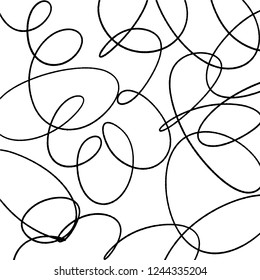 Simple black and white vector pattern, background with tangled lines.