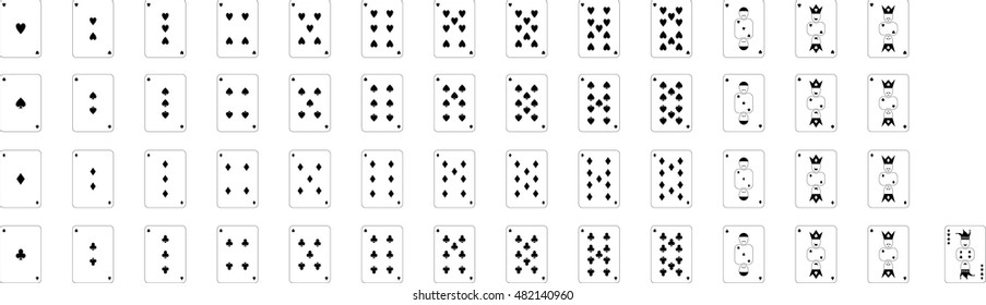 Simple black and white vector poker cards