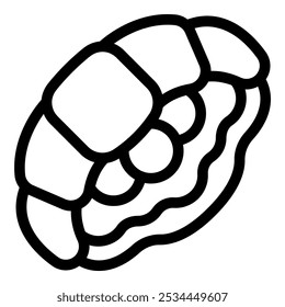Simple black and white vector showing a croissant, perfect for projects related to food and baking