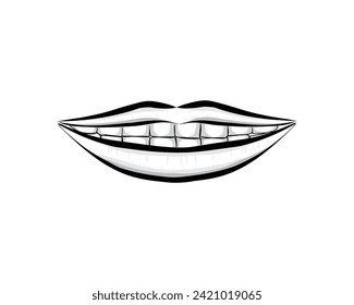 simple black and white vector sketch design of human lips
