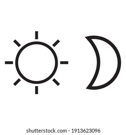 simple black and white vector of sun and moon. sun and moon icon for design project 