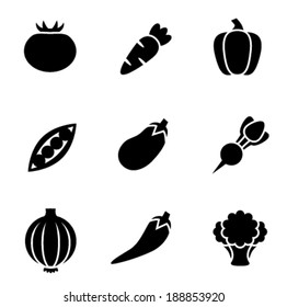 Simple black and white vector vegetable icons