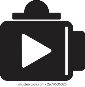 Video Icono blanco y negro simple de la cámara con el Botón del juego