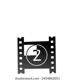 Simple black and white video icon isolated on white background