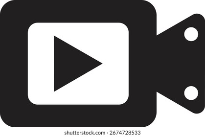 Video Icono de Botón simple en blanco y negro