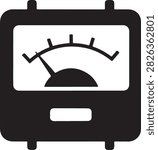 Simple black and white vintage fuel gauge icon for car dashboard designs and illustrations