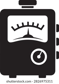 Simple black and white vintage style pressure gauge meter icon with analog dials