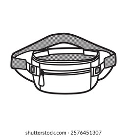 simple black and white waist sling bag vector