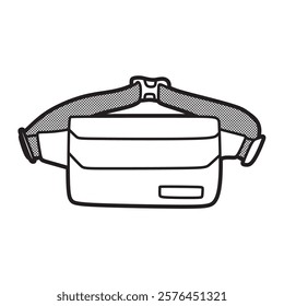 simple black and white waist sling bag vector facing front