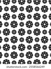 Simple black and white wallpaper abstract circle flower pattern