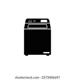 simple black and white washing machine icon