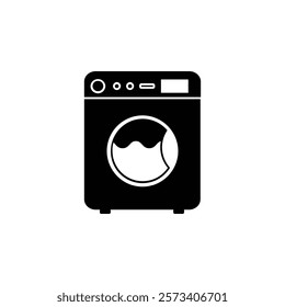 simple black and white washing machine icon