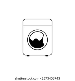 simple black and white washing machine icon