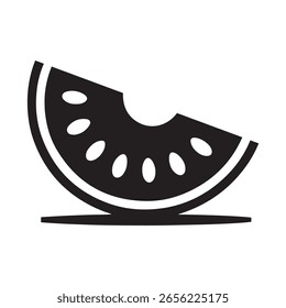 Simple Black and White Watermelon Slice Graphic