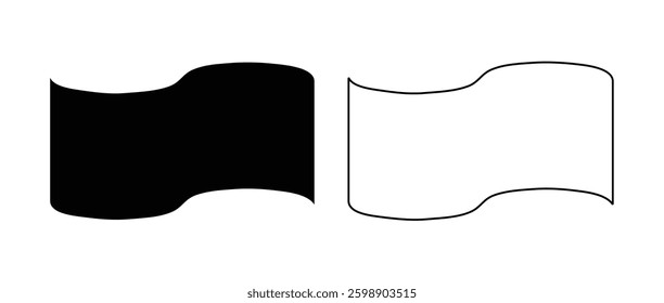 Simple Black and White Waving Flag Icons