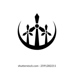 Simple Black and White Windmill Icon