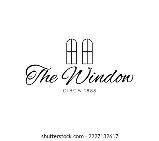 Plantilla de diseño de logotipo de ventana simple en blanco y negro