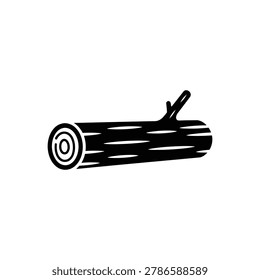 Simple Black And White Wood Log With Tree Rings And Bark Texture For Forestry Or Nature