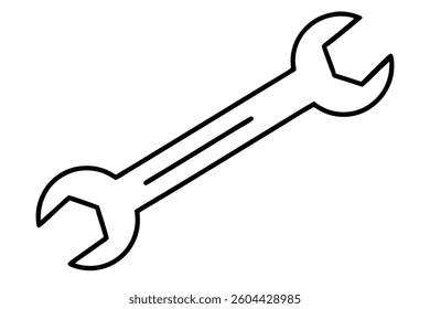 Simple Black and White Wrench Icon for Maintenance or Repair