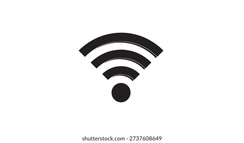 Simple black Wi-Fi symbol on white background, representing wireless internet connectivity and signal strength.