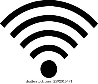 Simple Black Wi-Fi Symbol with Three Curved Lines and Dot on White Background - Wireless Connectivity Icon