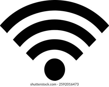 Simple Black Wi-Fi Symbol with Three Curved Lines and Dot on White Background - Wireless Connectivity Icon