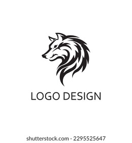 simple black wolf head for logo company design