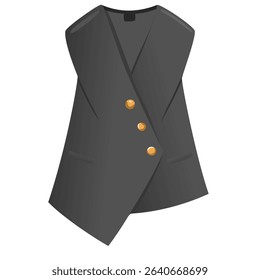 Simple black woman suit jacket illustration.Three button formal wear