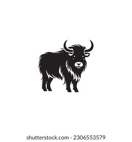 diseño de iconos simples del logotipo de yak negro vectores negro y blanco